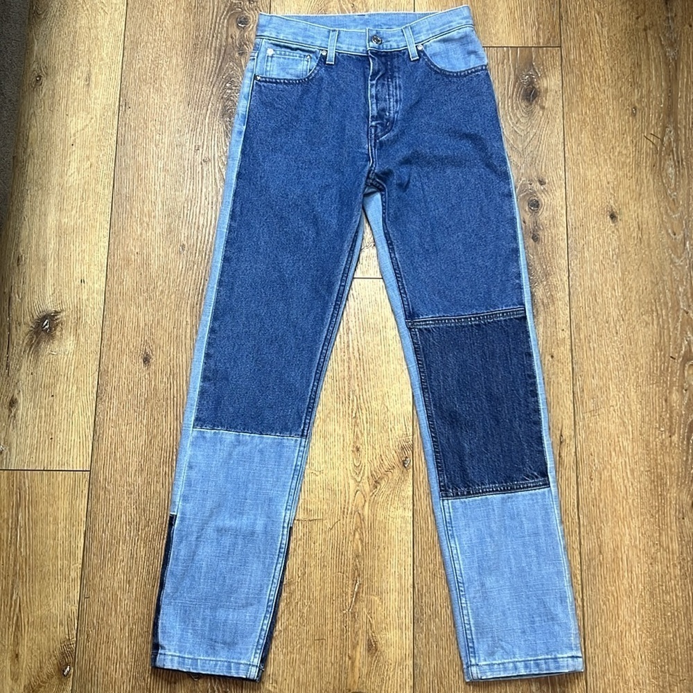 Helmut Lang Pieced Denim Patchwork Straight Jeans… - image 4
